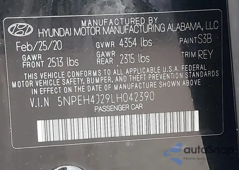 2020 Hyundai Sonata Limited z USA, uszkodzony, nr VIN 5NPEH4J29LH042390